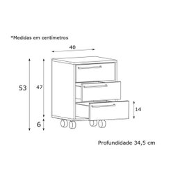 Gaveteiro Morgan Est009 3 Gavetas Crm Madeirado - 4