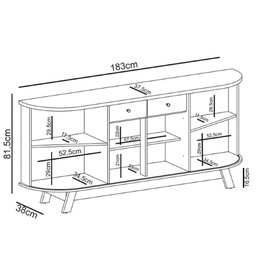 Balcão Buffet para Sala de Jantar 183cm Mônica M01 Fendi/Naturale - Mpozenato - 4