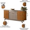 Balcão Buffet para Sala de Jantar 183cm Mônica M01 Fendi/Naturale - Mpozenato - 3