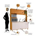 Ver imagem 4 de Kit Cozinha 180cm 9 Portas 1 Gaveta para Pia Liz Freijo/ripado/off Acetinado - Poliman