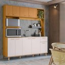 Ver imagem 2 de Kit Cozinha 180cm 9 Portas 1 Gaveta para Pia Liz Freijo/ripado/off Acetinado - Poliman