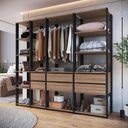 Ver imagem 1 de Guarda-Roupa Closet Modulado com 6 Gavetas 200cm Multimóveis Crpro-CLO007 Preto/Madeirado