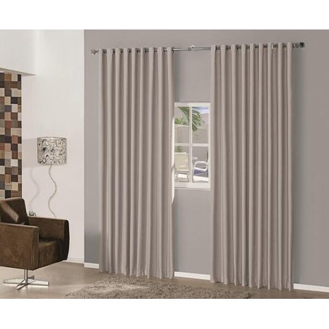 Cortina Blackout 6,00x2,80 Corta Luz com Ilhos Marrom Claro