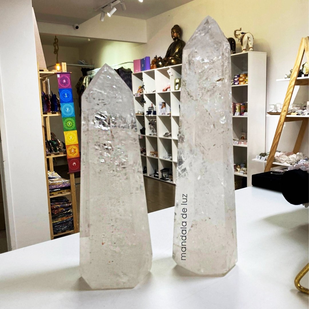 Cristal Gerador Ponta de Quartzo Transparente Branco Pedra Cristal Natural Polido GG - 5