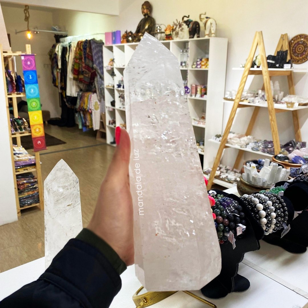 Cristal Gerador Ponta de Quartzo Transparente Branco Pedra Cristal Natural Polido GG - 2