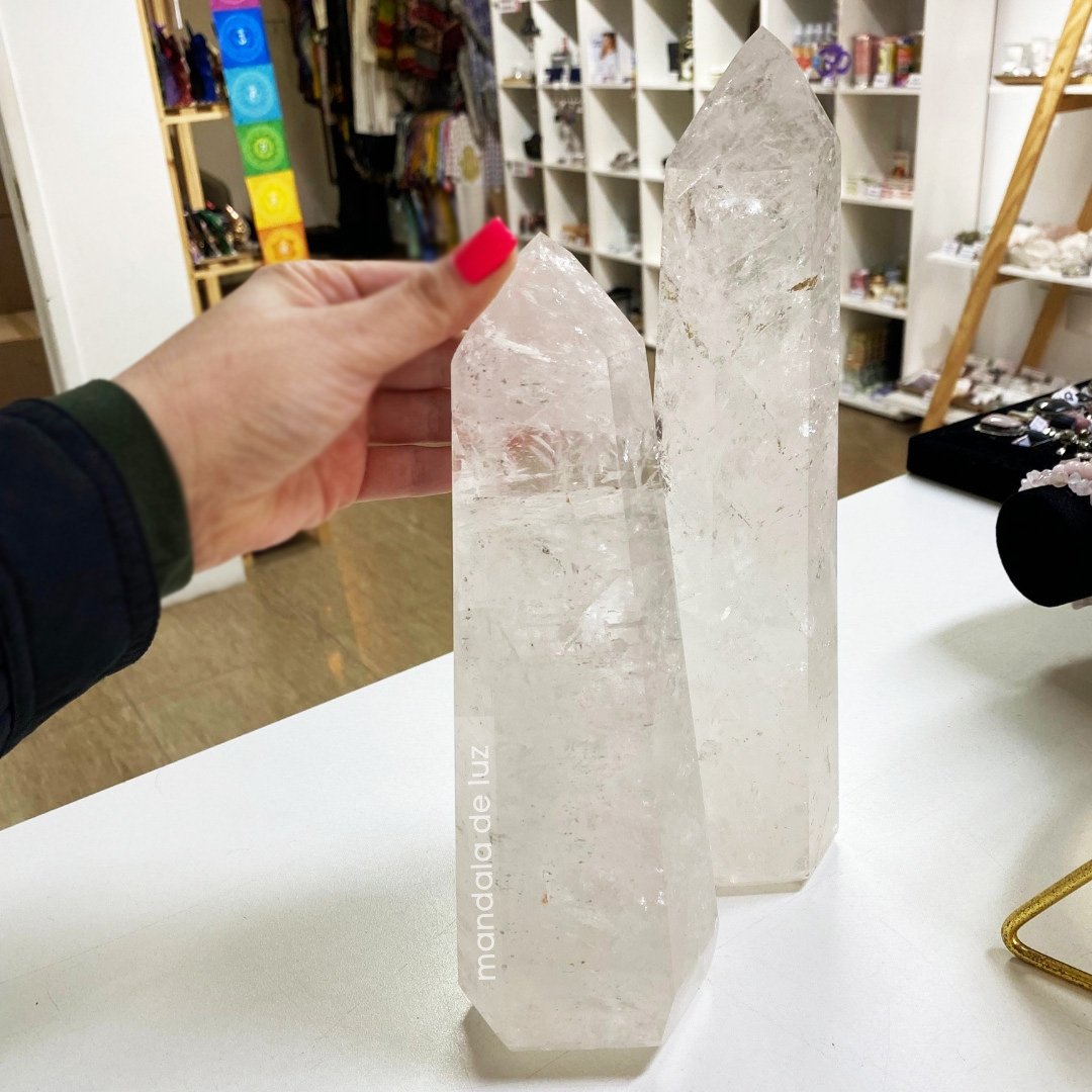Cristal Gerador Ponta de Quartzo Transparente Branco Pedra Cristal Natural Polido GG - 3