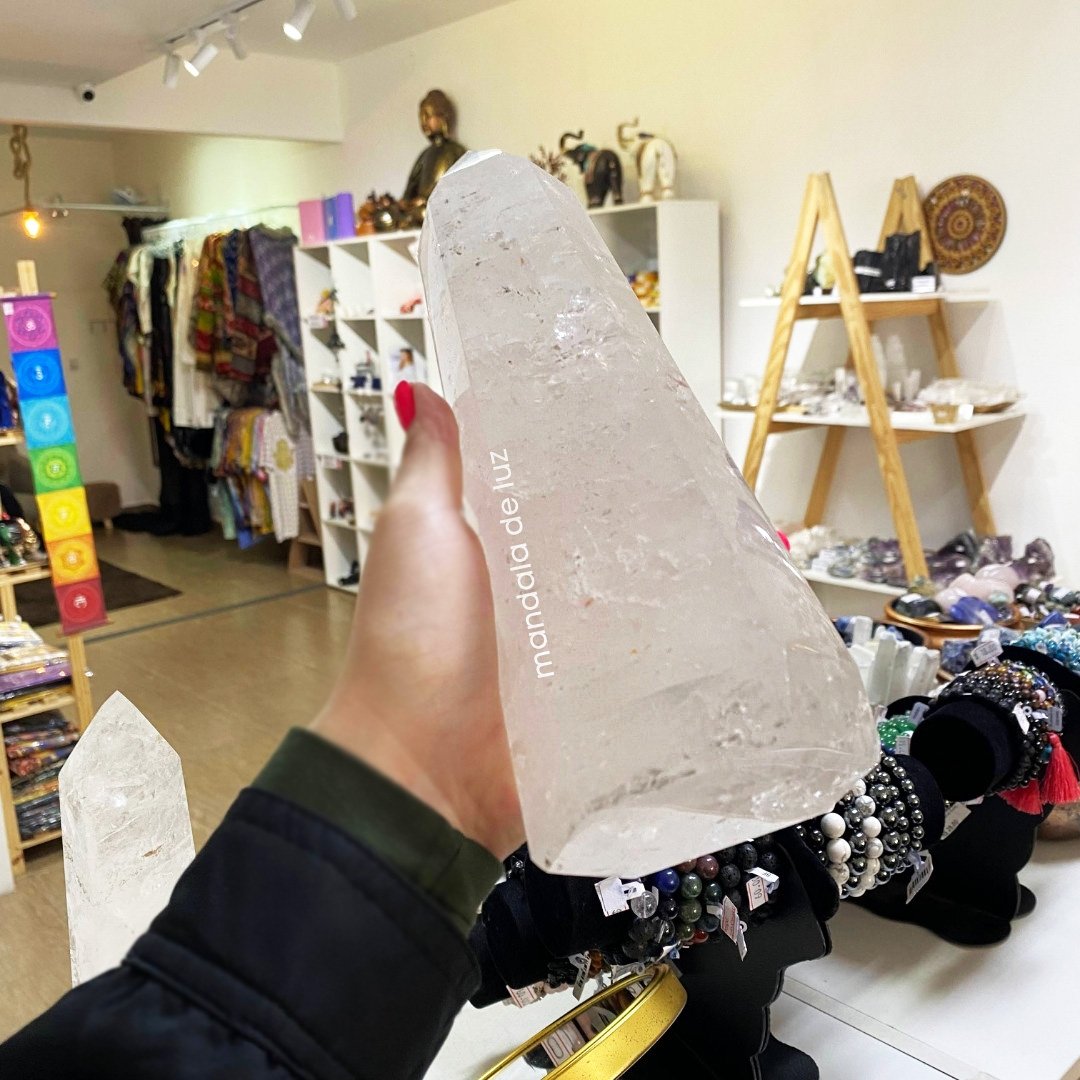 Cristal Gerador Ponta de Quartzo Transparente Branco Pedra Cristal Natural Polido GG - 4