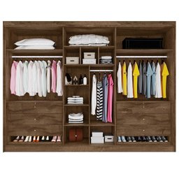 Guarda Roupa 6 Portas Ripadas Potente com Espelho 100% Mdf Brauna - Móveis Europa - 3