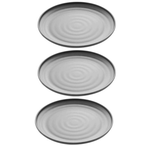 Kit 3 Pratos Melamina Preto Sushi Restaurante 25,5cm Tóquio Lyor Redondos
