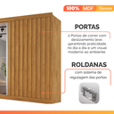 Ver mais imagens de Guarda Roupas Casal 2 Portas de Correr com Espelho Ripado 100% Mdf 4 Gavetas Malta