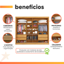 Ver imagem 5 de Guarda Roupas Casal 2 Portas de Correr com Espelho Ripado 100% Mdf 4 Gavetas Malta