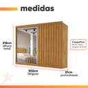 Ver imagem 4 de Guarda Roupas Casal 2 Portas de Correr com Espelho Ripado 100% Mdf 4 Gavetas Malta