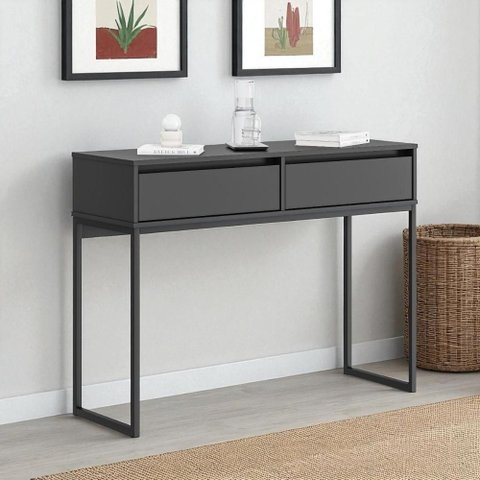 Buffet Aparador Retro Madeira 2 Gavetas Estilo Industrial - Preto