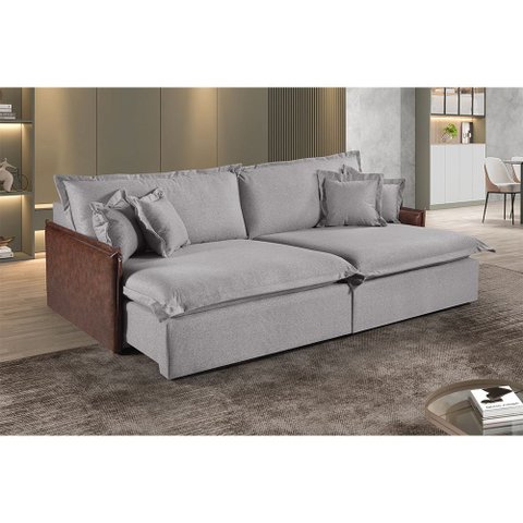 Sofá Martins M-160 Linho 2 Módulos 100cm Braço 7cm Estofados Martins