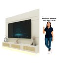 Ver imagem 5 de Estante Home para TV até 85 Polegadas com LED e Portas Rattan 100% MDF 217CMX217CM Luminare Native Off White