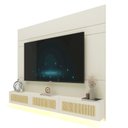 Ver imagem 2 de Estante Home para TV até 85 Polegadas com LED e Portas Rattan 100% MDF 217CMX217CM Luminare Native Off White