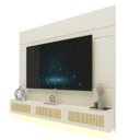 Ver imagem 2 de Estante Home para TV até 85 Polegadas com LED e Portas Rattan 100% MDF 217CMX217CM Luminare Native Off White