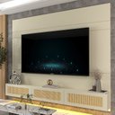 Ver mais imagens de Estante Home para TV até 85 Polegadas com LED e Portas Rattan 100% MDF 217CMX217CM Luminare Native Off White