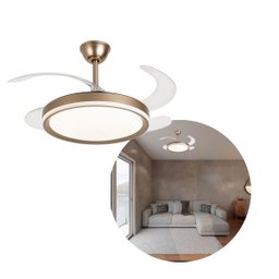 Ventilador de Teto Plafon Air Midas Led Retrátil Dourado - 1