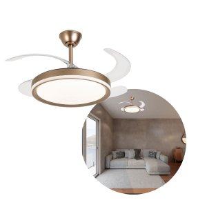 Ventilador de Teto Plafon Air Midas Led Retrátil Dourado