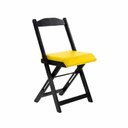 Ver imagem 5 de Kit 5 Jogos de Mesa Dobráveis 70x70cm com 20 Cadeiras Madeira Maciça Imbuia Preto/Amarelo