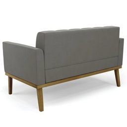 Sofá Namoradeira Base Madeira Castanho Ana Suede Grafite - Ibiza - 7