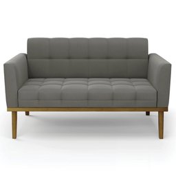 Sofá Namoradeira Base Madeira Castanho Ana Suede Grafite - Ibiza - 6