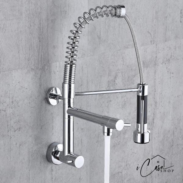 Torneira Cozinha Gourmet De Parede Bica Móvel Cromo Premium - 2