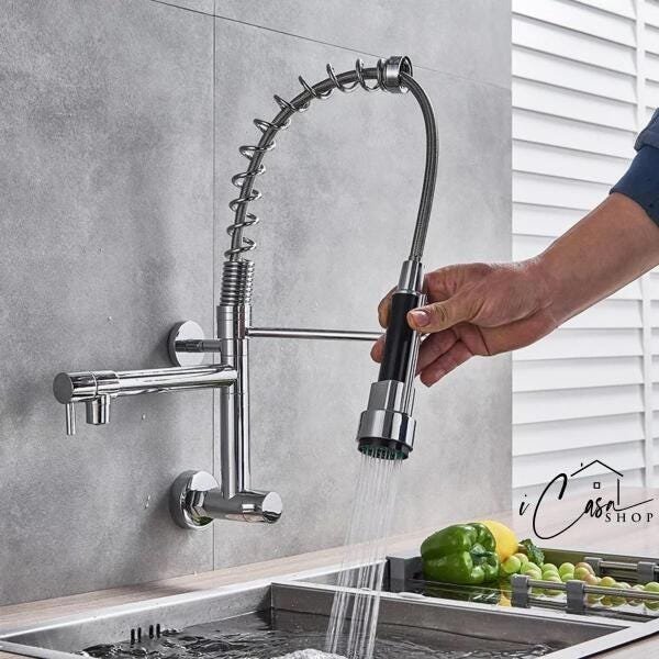 Torneira Cozinha Gourmet De Parede Bica Móvel Cromo Premium - 4
