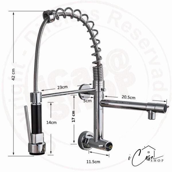 Torneira Cozinha Gourmet De Parede Bica Móvel Cromo Premium - 8