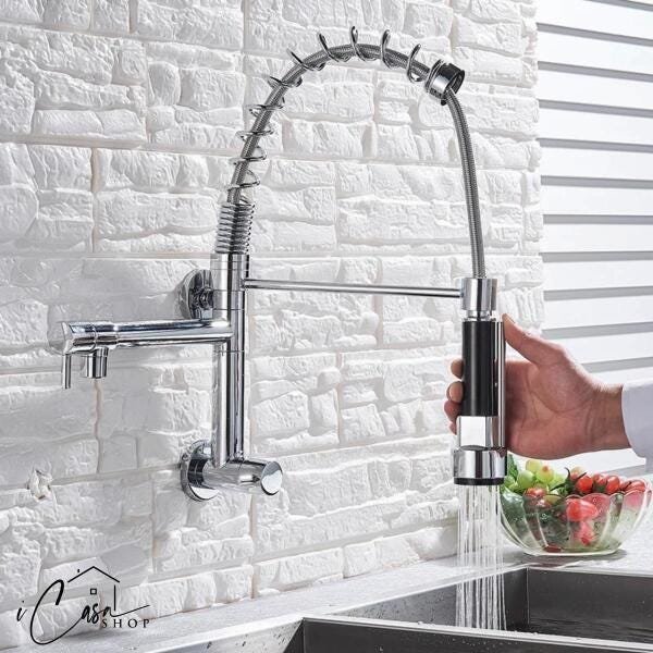 Torneira Cozinha Gourmet De Parede Bica Móvel Cromo Premium - 6