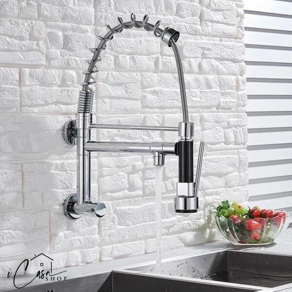 Torneira Cozinha Gourmet De Parede Bica Móvel Cromo Premium - 7