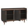 Kit Aparador Buffet para Sala Easy com Espelho Adnet 54cm Freijó C03 Preto Castanho - Lyam Decor - 5