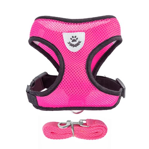 Coleira Peitoral Refletivo com Guia Cachorro Cães Gato Pet Rosa:xl(gg)