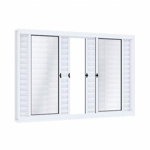 Janela de Aço Veneziana de Correr 100x120cm 6 Folhas com Vidro Riobras