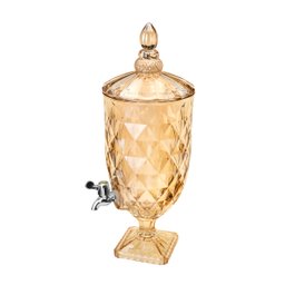 Dispenser Suqueira de Cristal Diamond Âmbar Metalizado 5 Litros Lyor - 1