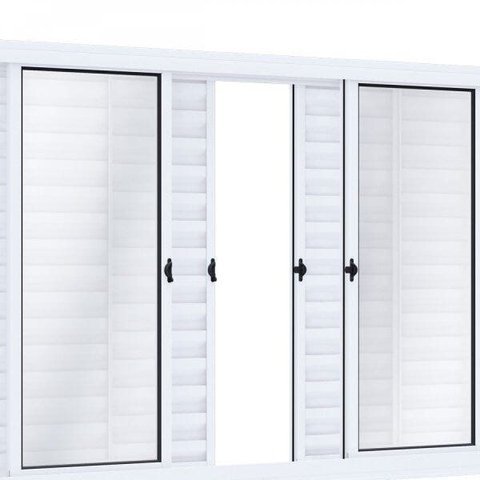Janela de Aço Veneziana de Correr 100x150cm 6 Folhas com Vidro Riobras