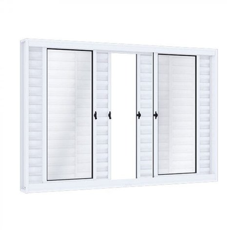 Janela de Aço Veneziana de Correr 100x150cm 6 Folhas com Vidro Riobras