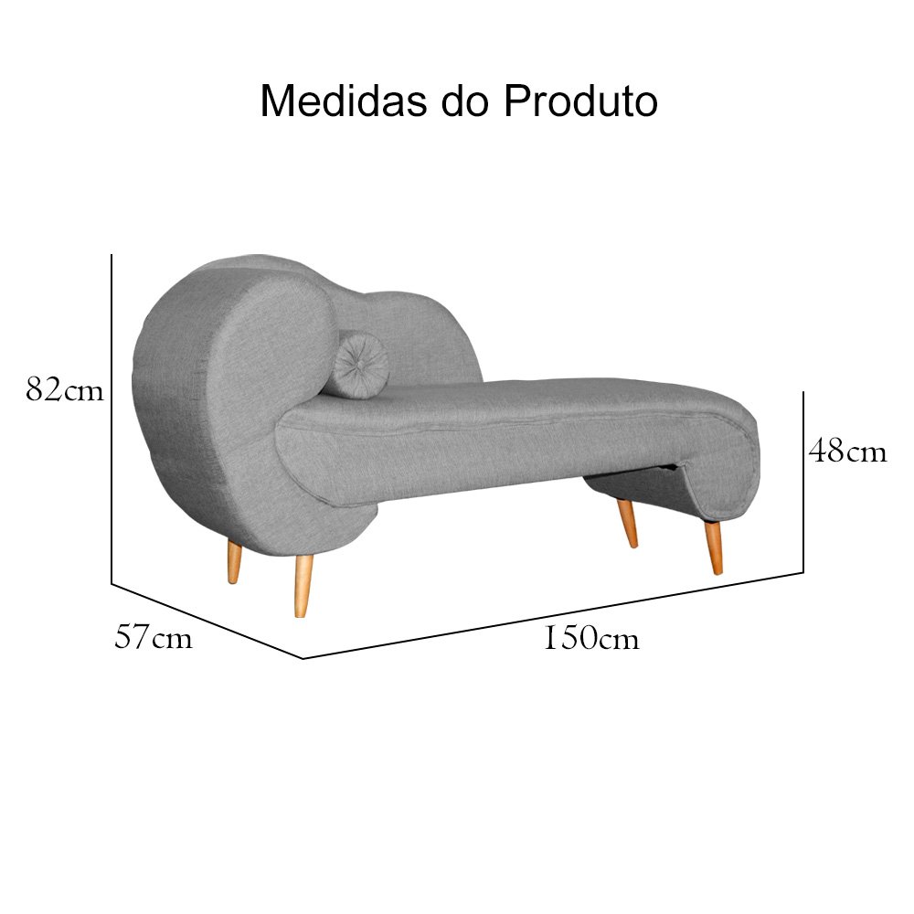 Recamier para Quarto Melissa Lado Direito Linho Cores - DS Estofados Divã Melissa Cinza - 5