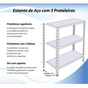Ver imagem 3 de Estante de Aço 3 Prateleiras 25cm Multiuso Cinza