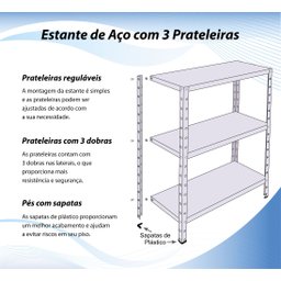 Estante de Aço 3 Prateleiras 25cm Multiuso Cinza - 3