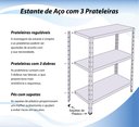 Ver imagem 3 de Estante de Aço 3 Prateleiras 25cm Multiuso Cinza