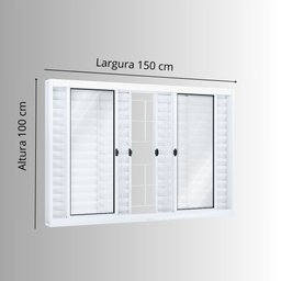 Janela de Aço Veneziana de Correr 100x150cm 6 Folhas com Grade Quadrada Riobras Branco - 4 Janela de Aço Veneziana de Correr 100x150cm 6 Folhas com Grade Quadrada Riobras Branco - 4