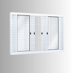 Janela de Aço Veneziana de Correr 100x150cm 6 Folhas com Grade Quadrada Riobras Branco - 3 Janela de Aço Veneziana de Correr 100x150cm 6 Folhas com Grade Quadrada Riobras Branco - 3