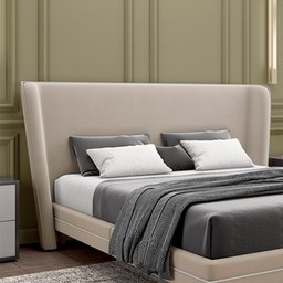 Cabeceira Design para Cama King Torres Pés em Madeira Pu e Bouclê Bege G91 - Gran Belo - 2