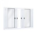 Ver imagem 2 de Janela de Aço Veneziana de Correr 100x120cm 6 Folhas com Grade Mosaico Riobras Branco