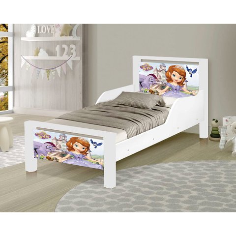 Mini Cama Infantil Princesa Sofia Adesivada com Colchão