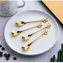 Ver imagem 2 de Conjunto 4 Colheres de Chá de Aço Inox Leaves Dourado - Wolff