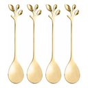 Ver imagem 1 de Conjunto 4 Colheres de Chá de Aço Inox Leaves Dourado - Wolff