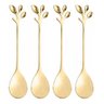 Conjunto 4 Colheres de Chá de Aço Inox Leaves Dourado - Wolff - 1
